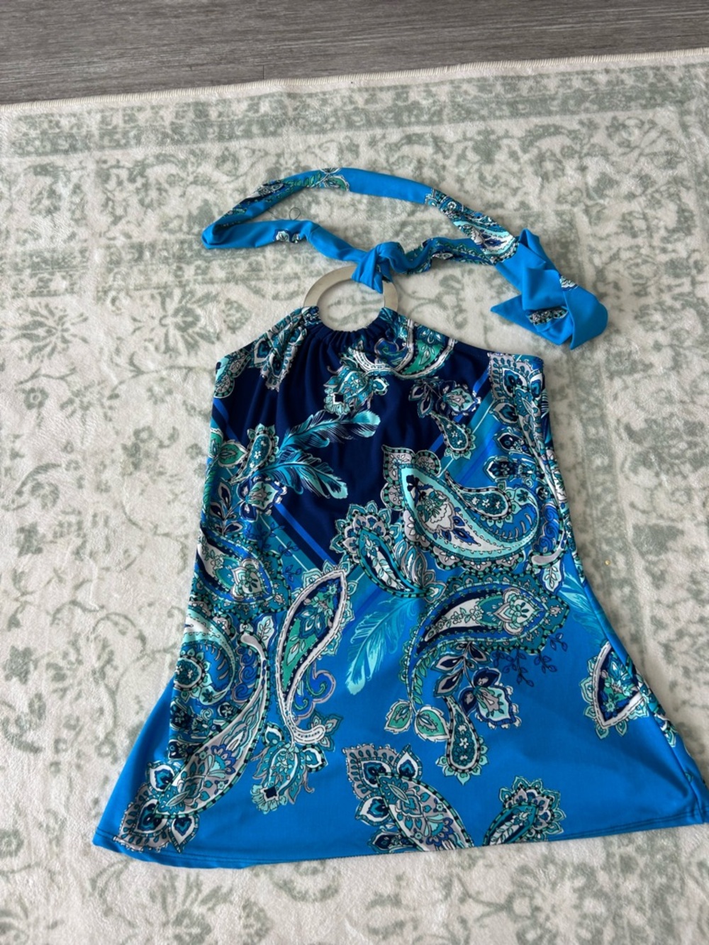 Boston Proper Blue Paisley Halter Top